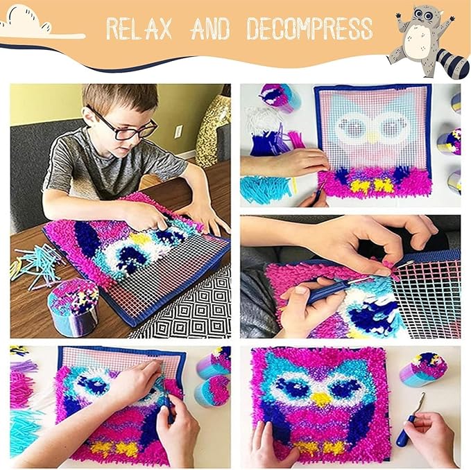 Latch Hook Kits for Adults - DIY Latch Hook Rug Kits for Kids, Crochet Kit for Beginners, Rug Making Kits with Printed Canvas, Gift Packaging. (Father Christmas, 20x20 inch)