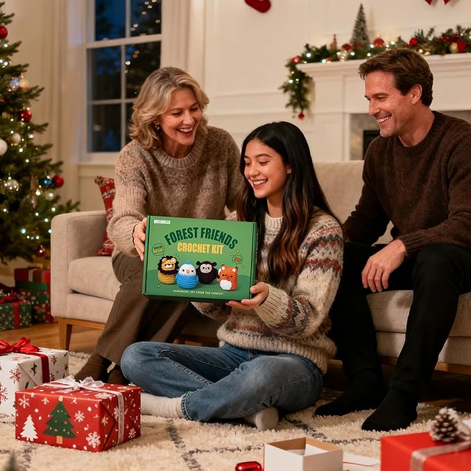 Crochet Kit for Beginners - Crochet Kits Knitting & Crochet Animals Beginner Crochet Kit for Adults Kids Amigurumi Crocheting Kit with Step-by-Step Tutorials Gift for Girl Women Kid - Forest Friends