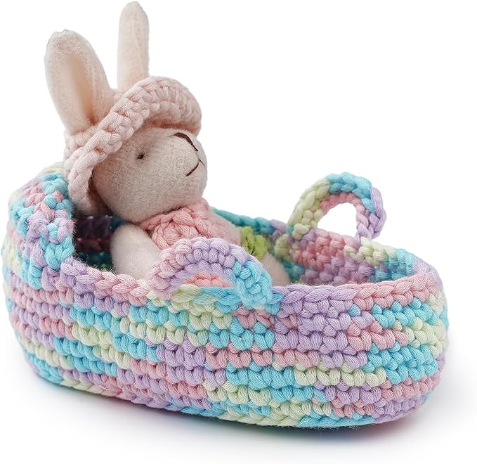 LetCartMaker Beginners Crochet Kits with Easy Peasy Yarn - Step-by-Step Video Tutorials - Starter Set with Hook, Guide, Yarn & Accessories (Rabbit in Basket)