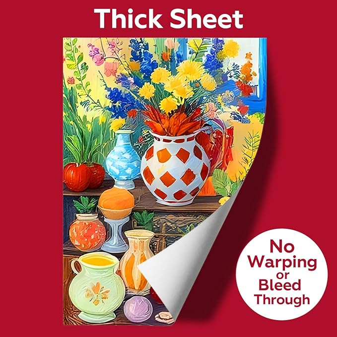 50 Sheets Watercolor Paper Bulk, 4"X6", 5"x7",8" x 8"，8" x 10",9" x 12",Each 10 Sheets.140 lb/300 GSM Water Color Paper for Kids Adults.Watercolor Drawing Paint Paper for Art Drawing Supplies