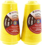 Mandala Crafts Yellow Thread Cones for Machine and Hand Quilting - 2400 Yds 50 WT Multiple Purpose Mercerized 100% Cotton Threads for Sewing Machine Serger Embroidery