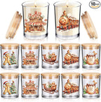 Ziliny 10 Pcs Gingerbread Man Christmas Glass Candle Jars Empty Containers Bulk 7 oz Glass Jars with Cork Lids Tins for Xmas Holiday Candle Making Storing Biscuits Tea Party Favors