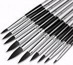 DUGATO Artist Paint Brush Set (10 Sizes) - Fine Tip Round Synthetic Brushes for Watercolor, Acrylic, Gouache, Oil Painting & Crafts - Professional Quality Art Supplies