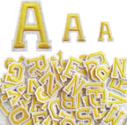 1.3 inch Iron on Letter Patches 78 Pieces, A-Z Embroidered Alphabet Patches for Clothing Jackets Hats Backpacks Jeans Yellow