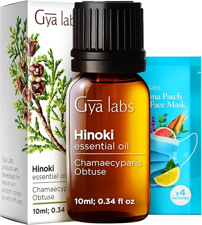 Gya Labs Hinoki Essential Oil - 0.34 Fl Oz - for Hair, Skin, Diffuser, Aromatherapy & DIY Candle Making Scent