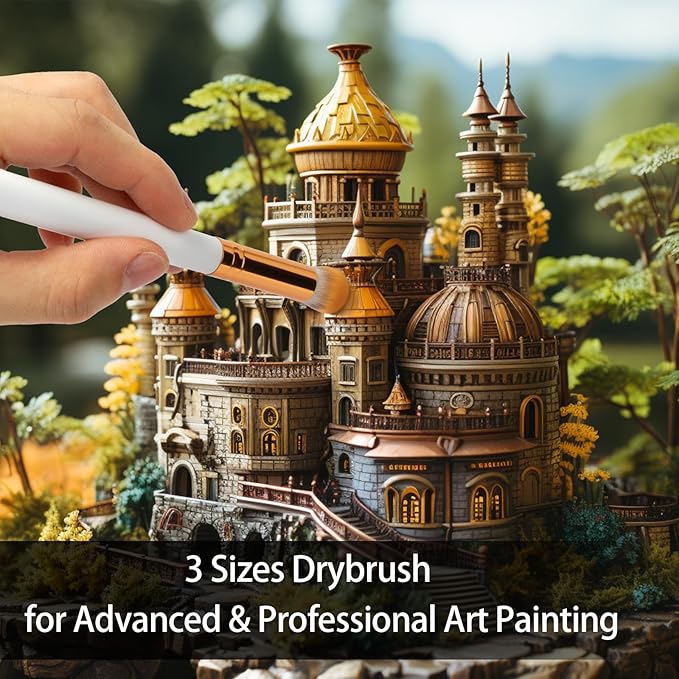 UNIMEIX Dry Brush Miniature Painting Drybrush Detail Paint Brush Set Hobby Detail Blending Brushes for Effortless Watercolor Brushes Scale Model Painting (12 Pack)