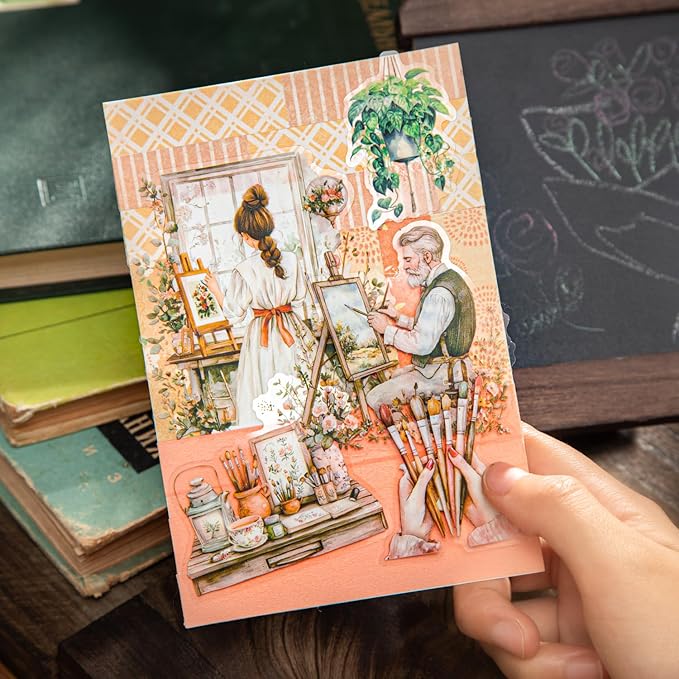 TIAMECH Girl Dreamer Professional PET Stickers - 90 Pcs Countryside Weaving Dream Design, Waterproof Sticker for Journaling & Scrapbooking, Junk Journal Supplies, Ephemera & DIY Crafts