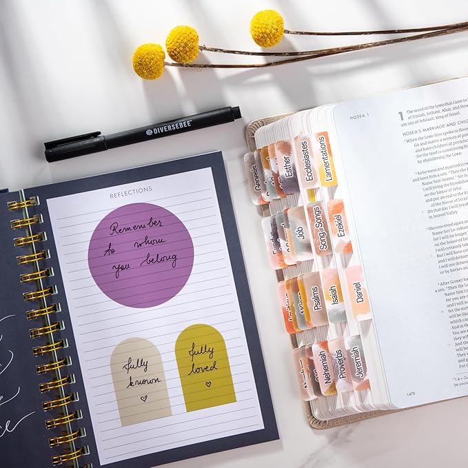 DiverseBee Transparent Sticky Notes (Includes Quick Dry Pen), Cute Clear Sticky Tabs, Translucent Page Flags Book Markers Stickers, Planner Accessories Bible Journaling Study Office Supplies (Muse)