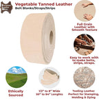 ELW Leather Strap, 13-15 Oz, 3.5 inch Wide x 40", Cowhide Veg Tan Leather Belt Blank, Leather Strips, Leather Crafting,Tooling Leather, Tan Leather Straps for Crafts, Belt Making Leather