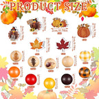 Huwena 200 Pieces Thanksgiving Wooden Beads Buffalo Plaid Wood Fall Beads Turkey Pumpkin Maple Leaf Wooden Bead Natural Round Spacer Bead for DIY Crafts Decor