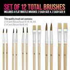 U.S. Art Supply 12-Piece Artist Paint Brush Set with 9" x 12" Wood Painting Palette - 12 Premium Round & Flat Bristle Paintbrushes - Fun Kids, Adults, Students, School Teachers, Beginners, Starter Kit