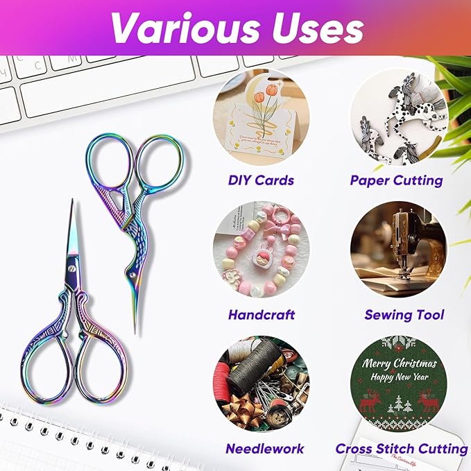 AQUEENLY Embroidery Scissors 2 Pcs Small Sewing Scissors Sharp Stainless Steel 3.6 Inches for Artwork, Crochet, Needlework, Threading