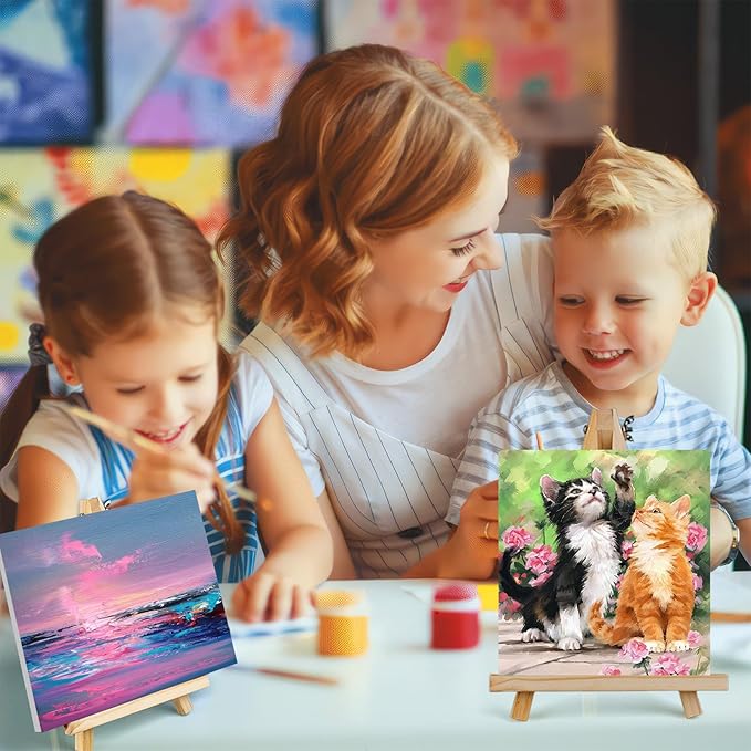 12PCS Wood Easels - 9.4" X 6.3" Tabletop Easels - Easel Stand for Painting Canvases, Arts and Crafts, Tripods, Kids Student Party Painting Easels, Portable Canvas Photo Picture Sign Holders