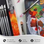 Silver Brush Limited SW-1550 Silverwhite Plein Air Set, Paintbrushes for Watercolor, Gouache, Inks, Dyes, Fluid, & Flow Acrylic, Set of 5, Round, Flat, Bright, Filbert, and Angle Brushes, Long Handle