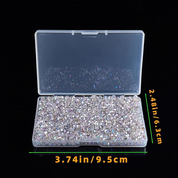 1200PCS 3mm Bicone Crystal Glass Beads for Jewelry Making, Sparkling Mini Beads for Suncatchers, DIY Bracelets & Craft Projects (AB Phantom Purple)