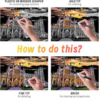 Scratch Art for Adults(12 Sheets A4),Family Creative DIY Painting Papers for Travel Lovers,Craft Lovers|Creative Scratch Art Adult (Britain/Thailand/Malaysia) by Iskueal