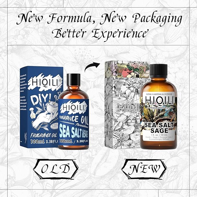 HIQILI Sea Salt Sage Fragrance Oil for Diffuser Use, Candle Making Scents, Soap Making Supplies, Car/Hotel Collection Diffuser Oil - 1 Fl Oz