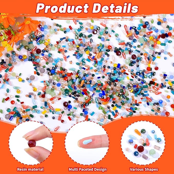 Assorted Glass Crystal Beads for Jewelry Making,DIY Lamp Work, Glass Spacer Beads Colorful Clear Electroplated Color Crystal Beads, Colorful Assortment Bulk Mix, Half Pound