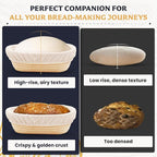 10" Banneton Bread Proofing Basket, Sourdough Proofing Basket Set of 2, Bread Banneton Basket for Professional & Home, Oval Bread Proofing Baskets for Sourdough