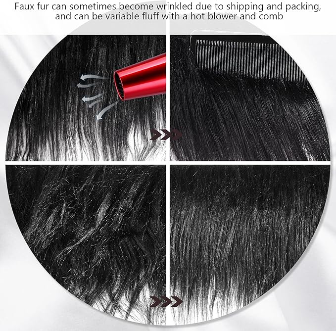 Tatuo Faux Fur Fabric Christmas Fluffy Fuzzy Craft Fake Fur Cuts Shaggy Synthetic Plush Patch Sewing DIY Winter Halloween Costume Gnome Beard Miniature Dolls Rugs Mats Gift(Black,2 x 100 Inch)