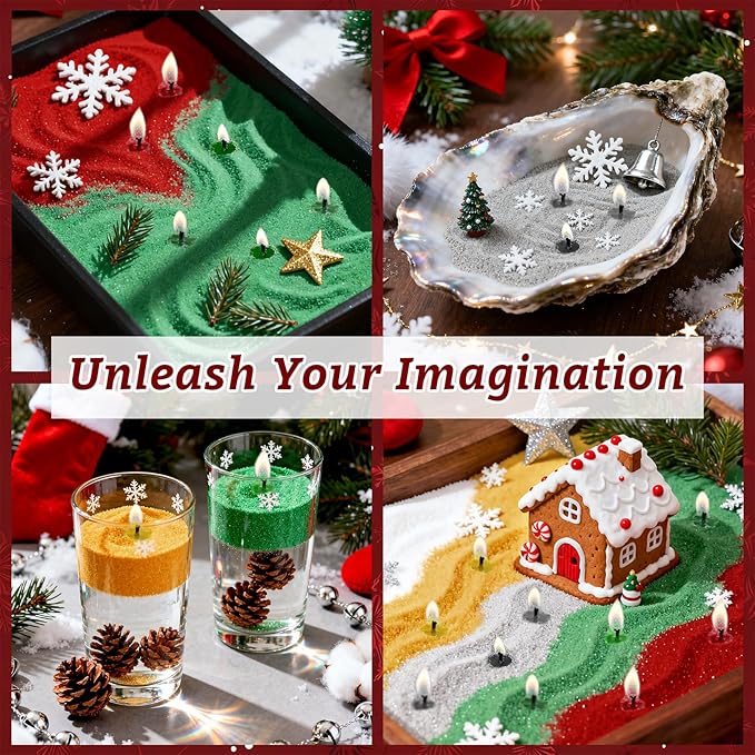 Sukh Candles Sand and Wicks for Christmas - 430G(0.94lb) Sand Candles with Wicks Gold, Silver, Green, Red, White Refillable Candle for Weddings, Parties