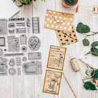 GLOBLELAND Art Journal Background Cling Rubber Stamp Art Journal Cling Mount Stamp Script Stamps Script Stamps for Card Making and Photo Album Decor Decoration and DIY Scrapbooking 8.66×7.09inch