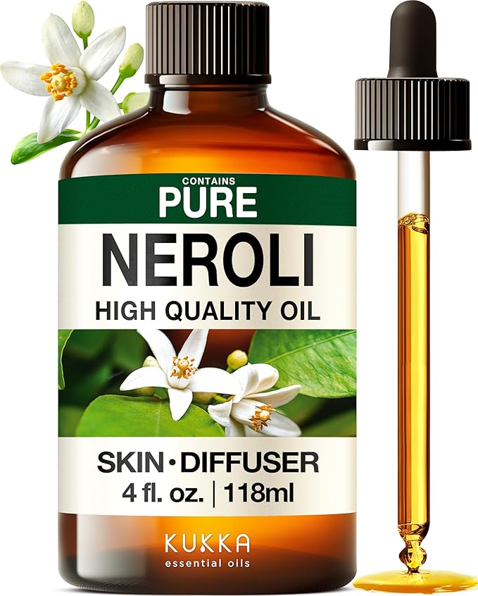 KUKKA Neroli Essential Oils - 4 Fl Oz - for Hair, Skin, Diffuser, Aromatherapy & DIY Soap Making Scent