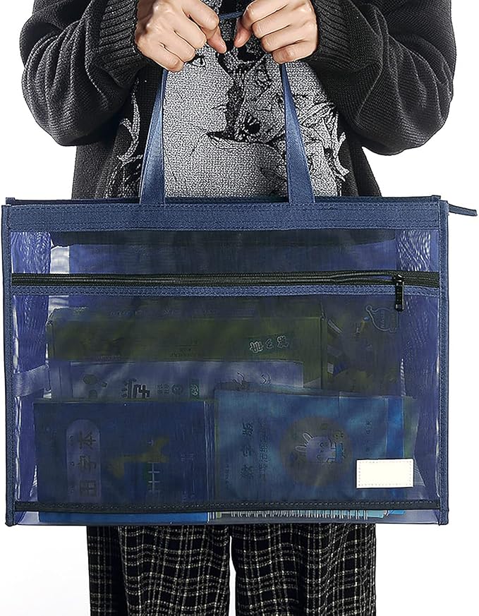 Art Portfolio Bag 18 x 12 Inch, Poster Storage Bag with Handle and Zipper Organizer Transparent Bag for Posters Board, Painting Book, Bulletin Boards, Watercolor Sketchbook