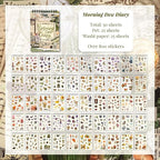 WCCH Vintage Scrapbook Sticker Supplies, 25 Sheets PET and 25 Sheets Washi Stickers, Over 800 Self-Adhesive Pre-Cut Stickers for Junk Journal, Bujo, Collage, Adult Crafts Arts, Letters DIY