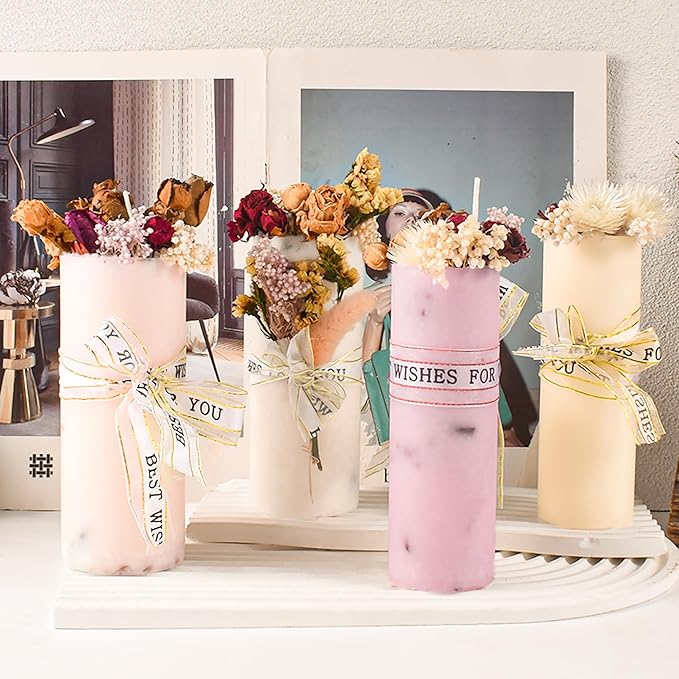 2 Pack 6 Inch Cylinder Candle Mold Pillar Candle Molds Taper - Resin Casting Silicone Molds for Home Decor & Candle Making Wave Spiral Mold