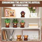 Beeveer 6 Pcs Ready to Paint Your Own Highland Cow Succulent Ceramic Pots Unpainted Ceramics Cartoon Cow Shaped Flower Pots DIY Kit Planter Container with Drainage Hole for Home and Office Decoration