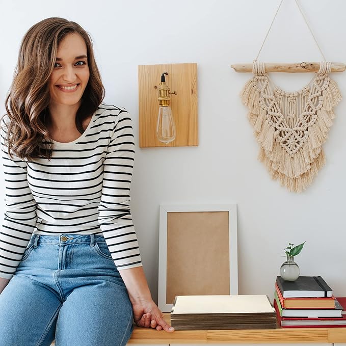 Minatee 50 Pcs Beginners Wooden Loom Notched Weaving Loom Basket Weaving Tools for Kids Adult Art Craft Activity Jewelry Motor Skills Crochet Knitting Sewing Teaching Educational, 6 x 9 in