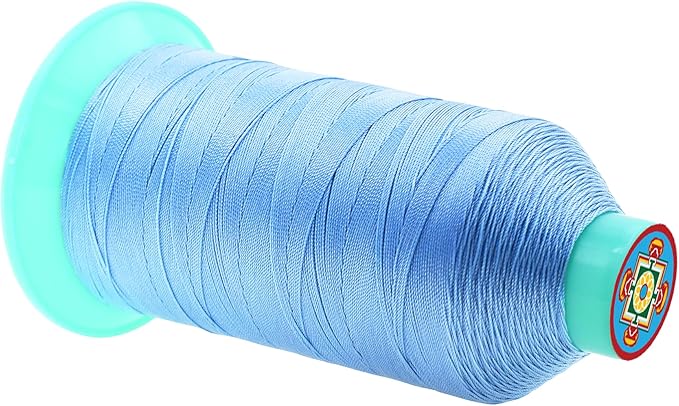 Mandala Crafts Bonded Nylon Thread Light Blue Heavy Duty Sewing Threads - 1250 YDs Size 138 420D T135 Tex 135 Thread for Leather Jeans Weaving Outdoor Marine Upholstery Threads
