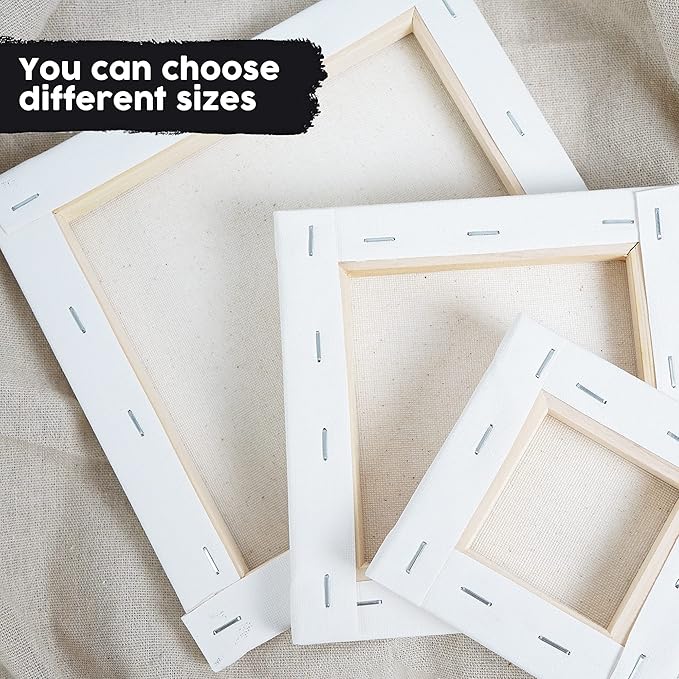 CONDA Stretched Canvas for Painting, 8x10 Inch 4 Packs of Canvases for Artist Art Supplies, 100% Cotton Primed Canvas, Profile Value Bulk Pack for Acrylics, Oils Painting