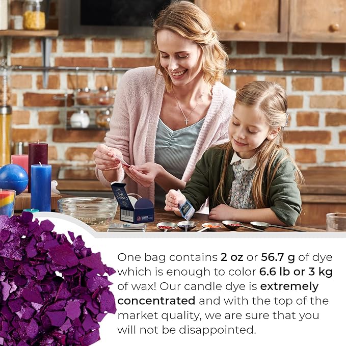 Purple Candle Dye 2oz for Soy Candle Making – Highly Concentrated Candle Wax Dyes – Candle Shop Premium Color Dye Chips for Soy Wax, Beeswax, Paraffin