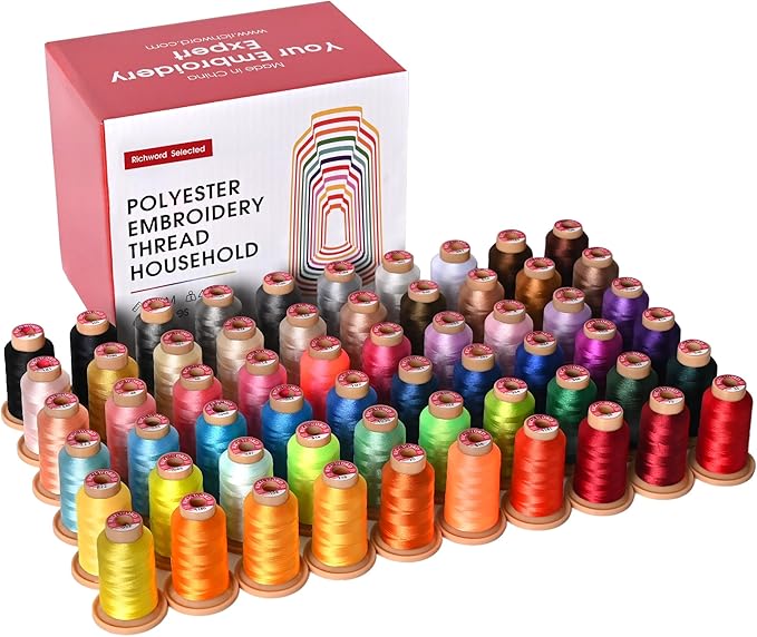 Richword Selected 800M 60 Colors Embroidery Thread,40WT(108D/2) Polyester Embroidery Machine Thread Set for Embroidery Machines and Sewing Machines