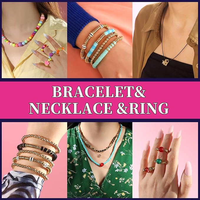 FANDAMEI 1mm Elastic String for Beading, Elastic Cord Stretchy for Bracelets Making, Stretch Bead Cord for Jewelry Making, Sturdy Thread for Bracelet Necklace Crafts Christmas DIY Elastic String Cord