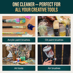 Oil Paint Brush Cleaner and Restorer-Paintbrush Cleaner for Acrylic, Oil, and Glass Paints-Biodegradable, Non-Toxic, Odorless, Eco-Friendly, Quick-Clean Formula Paint Remover (16 Fl Oz)
