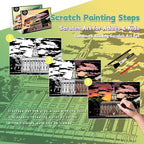 Scratch Art Painting Kit for Adults-8 Sheets A4 Rainbow Scratch Painting Paper Craft Set with City Landmarks|Stress Relief Gift for Travel&Craft Lovers|Scratch Art Home Decor(American Series)