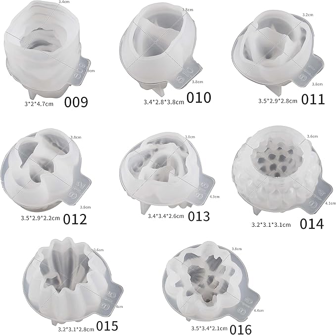 8 Pack Flower Succulent Candle Mold Resin Casting Silicone Molds for Home Decor & Candle Making Wave Spiral Mold
