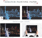 Scratch Rainbow Painting Art Postcards,Scratch & Sketch Art for Kids & Adults,Scratch Painting Creative Gift Engraving Art & Craft Set,Mini Envelope Postcard with 4 Tools,7.9''x5.5''(Classic Series)