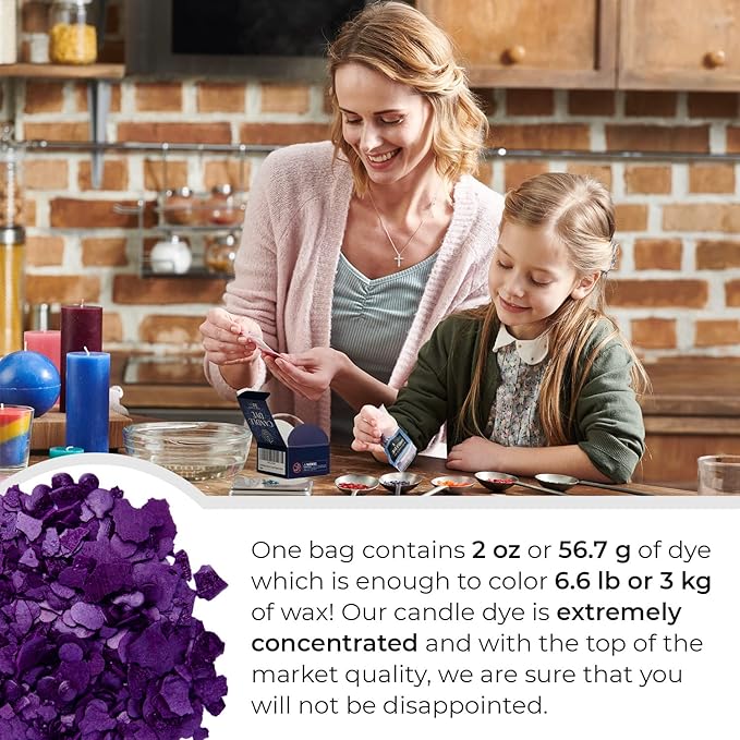 Violet Candle Dye 2oz for Soy Candle Making – Highly Concentrated Candle Wax Dyes – Candle Shop Premium Color Dye Chips for Soy Wax, Beeswax, Paraffin