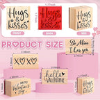 Watersay 6 Pcs Valentine Rubber Stamp Set Happy Valentine Day Wooden Rubber Stamp Vintage Art Print for Crafting Love Heart Pattern and DIY Scrapbooking Card Making Hand Book (Words)