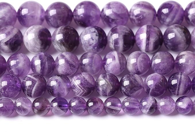 Natural Purple Dream Lace Amethysts Beads Crystal Round Loose Beads for Jewelry Making 10mm 38PCS 1 Strand 15" (Purple Dream Lace Amethysts, 10mm)