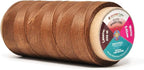 Mandala Crafts Brown Round Waxed Thread for Leather Sewing - 219 Yds 200M 0.45mm Polyester Leather Thread String Waxed Cord for Leatherwork, Beading, Bookbinding, Hand Stitching