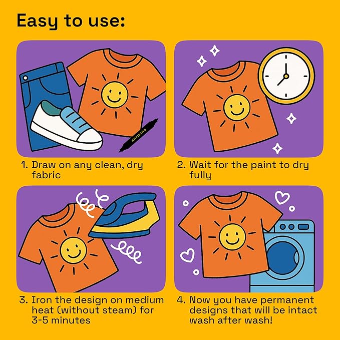 ARTISTRO 2 Black Dual-Tip Fabric Markers - Fabric Decorating Kit - Permanent for Clothes - Acrylic Paint Pens for Sneakers, Bags, Shoes, Textile, Canvas, Sewing, Craft, Laundry - Brush and Fine Tip