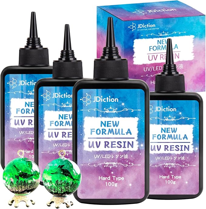 JDiction 400g UV Resin, New Formula Crystal Clear UV Resin Solar Cure Sunlight Activated Hard UV Resin Kit for Jewelry Making, Casting and Coating DIY Crafts