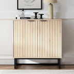 Fluted Storage Cabinet,Sideboard Buffet Cabinet with Adjustable Shelves,Multifunctional Console Table with Storage Credenza Accent Cabinet for Living Room, Dining Room, Hallway, Light Oak