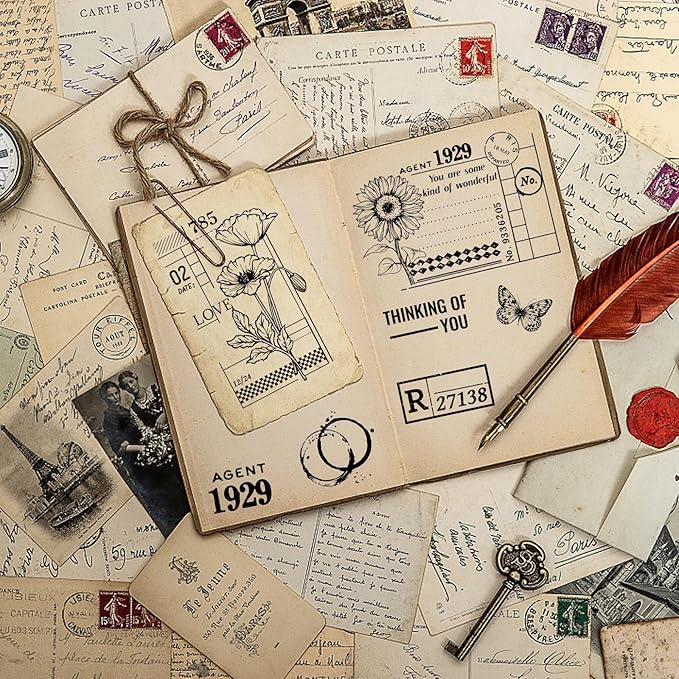 GLOBLELAND Art Journal Background Cling Rubber Stamp Art Journal Cling Mount Stamp Script Stamps Script Stamps for Card Making and Photo Album Decor Decoration and DIY Scrapbooking 8.66×7.09inch