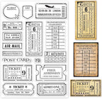 GLOBLELAND Vintage Travel Ticket Themed Clear Stamps Tickets Silicone Stamp Retro Tickets Post Card Silicone Transparent Seal Stamp for Card Making Scrapbooking 5.83x8.27inch
